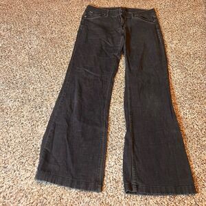White House Black Market Women's Wide Leg Trouser Jeans Double Button Black